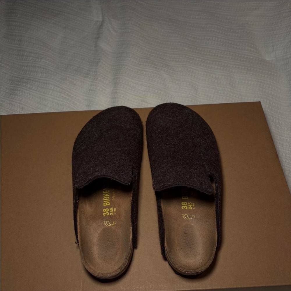 Birkenstock Brown Felt Clog Mules